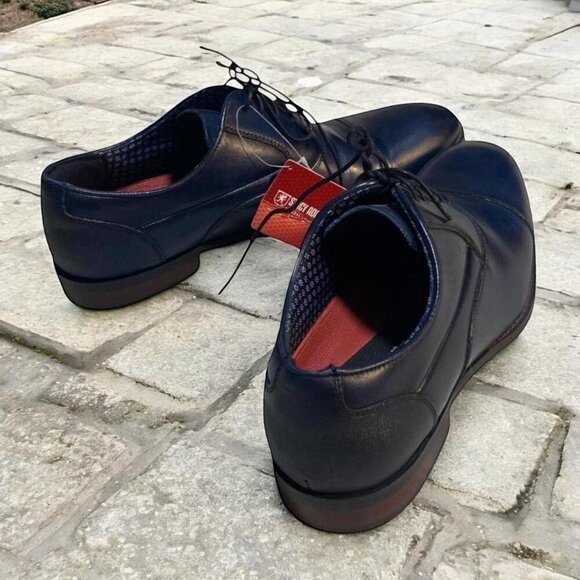 Blue Leather Lace Up Dress Shoes - Picture 2 of 3